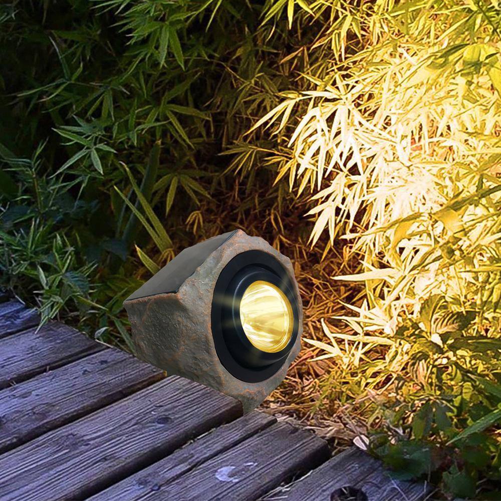 Deck Impressions 50 Lumens Brown Solar Powered Integrated LED Faux Rock Exterior Lighting 1-Pack