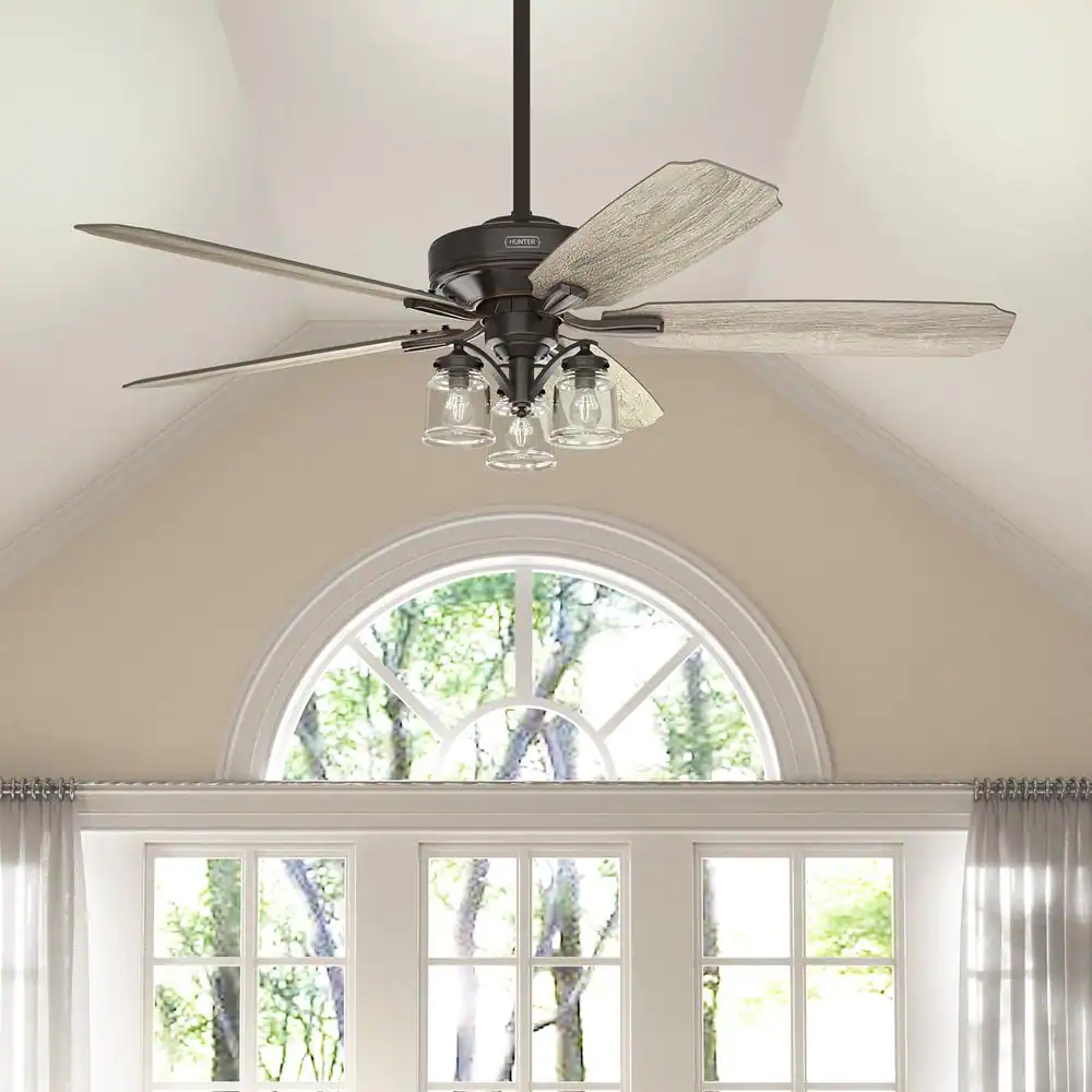 Hunter Newbury 60 in. Indoor Onyx Bengal Ceiling Fan with Remote and Light Kit