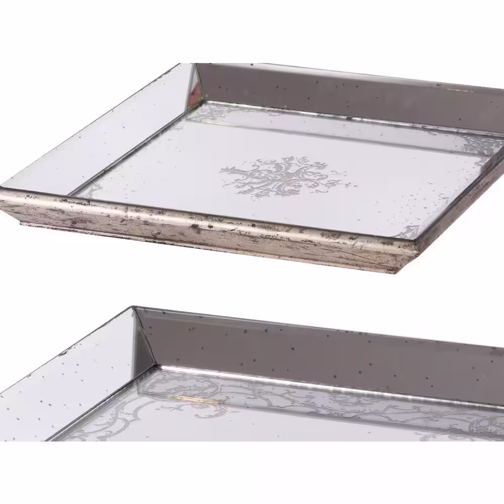 A & B Home Violet Mirrored Square Champagne Trays (Set of 2)