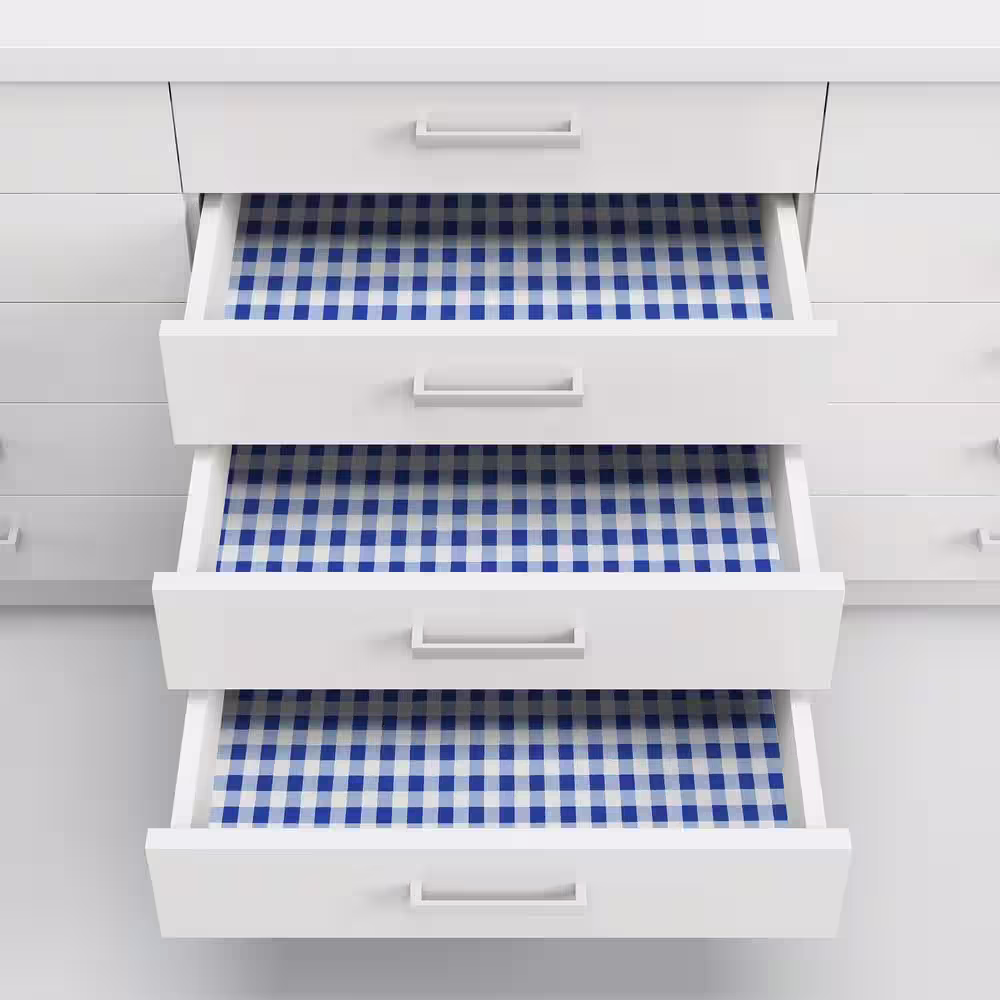 Fablon Blue Gingham Self Adhesive Film (Set of 2)