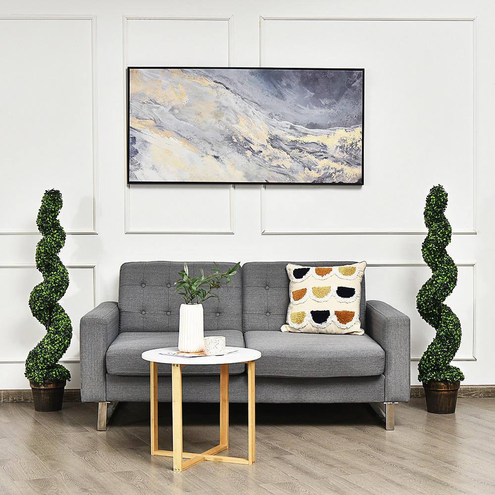 None 47 in. Green Artificial Spiral Boxwood Topiary Tree in Pot Indoor Outdoor Decor (2-Pack)