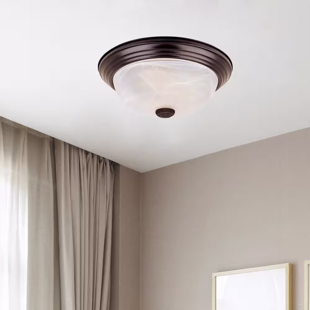 Designers Fountain 14 in. Medium 2-Light Oil Rubbed Bronze Ceiling Light Flush Mount