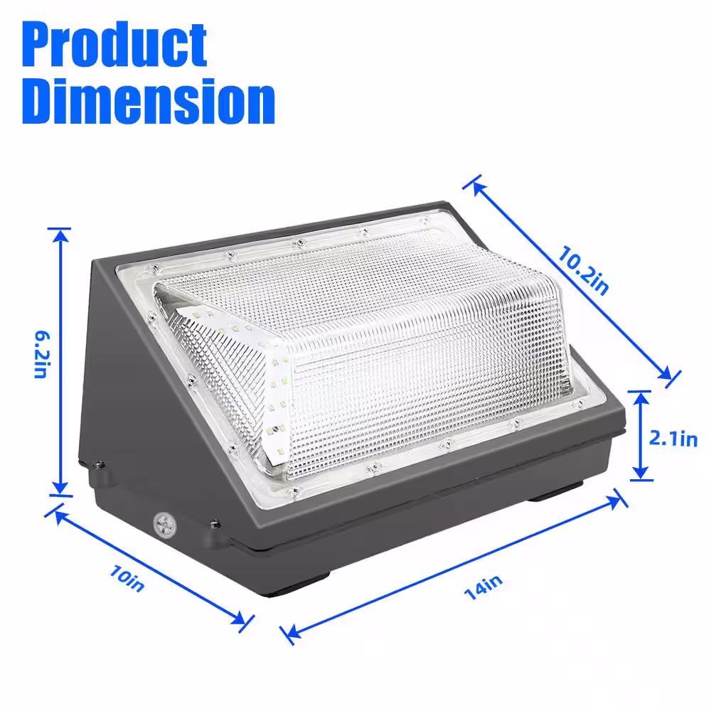 None 125-Watt 120-Degree Outdoor Integrated Black LED Wall Pack Flood Light 16000 Lumens 5500K White with Photocell