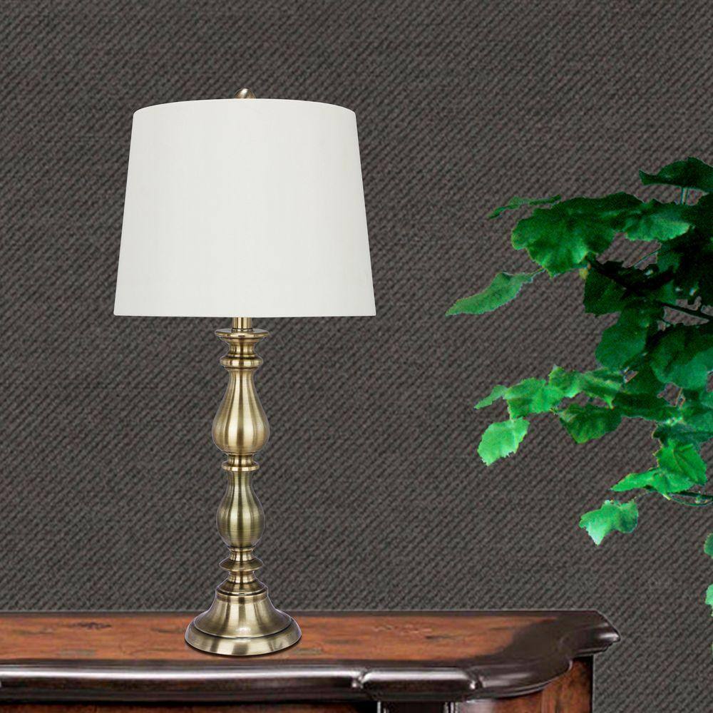 Fangio Lighting 27 in. Antique Brass Metal Table Lamp