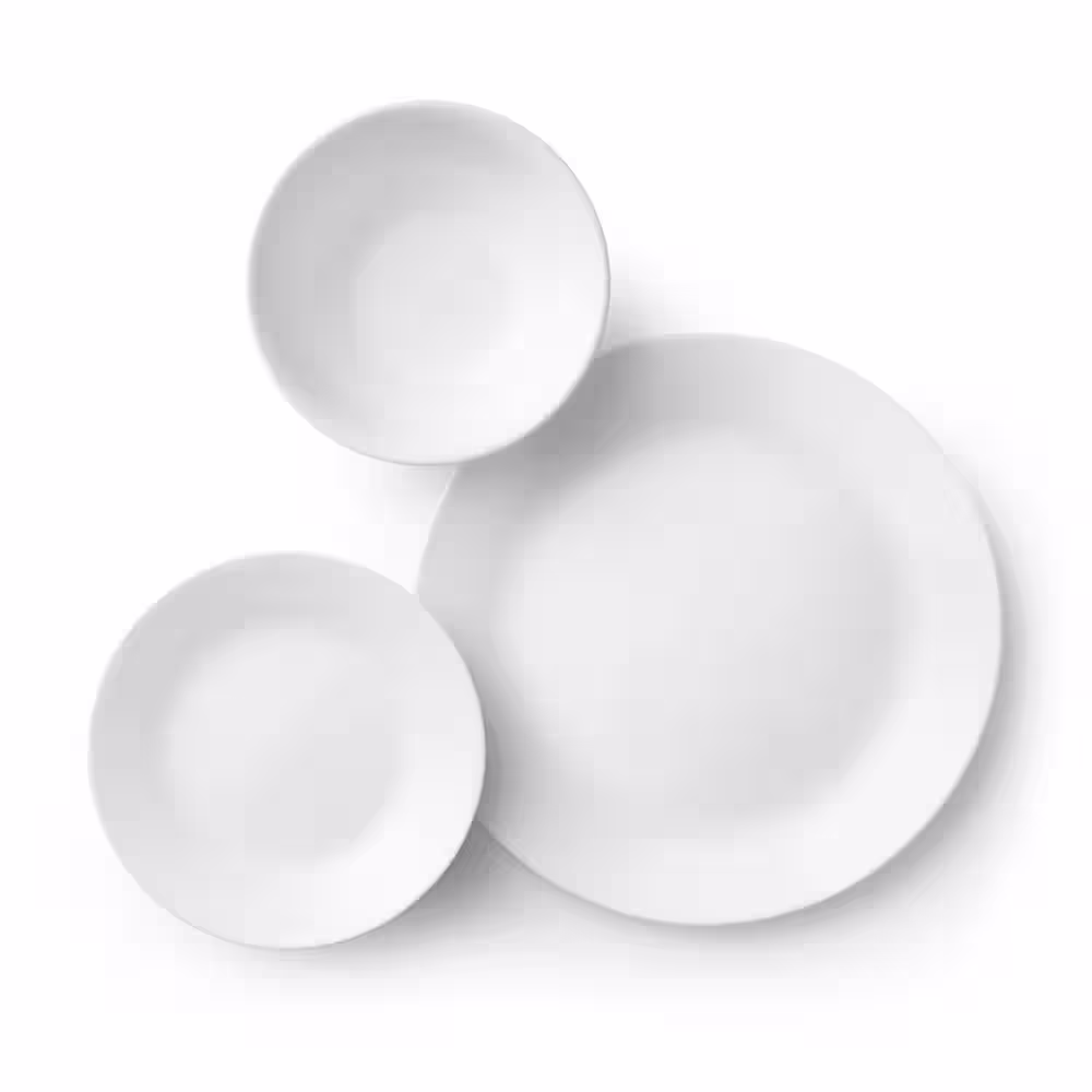 Corelle 18-Piece Glass Dinnerware Set, Winter Frost White, Service for 6