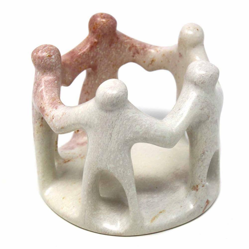 None Natural Circle of Friends Soapstone Sculpture