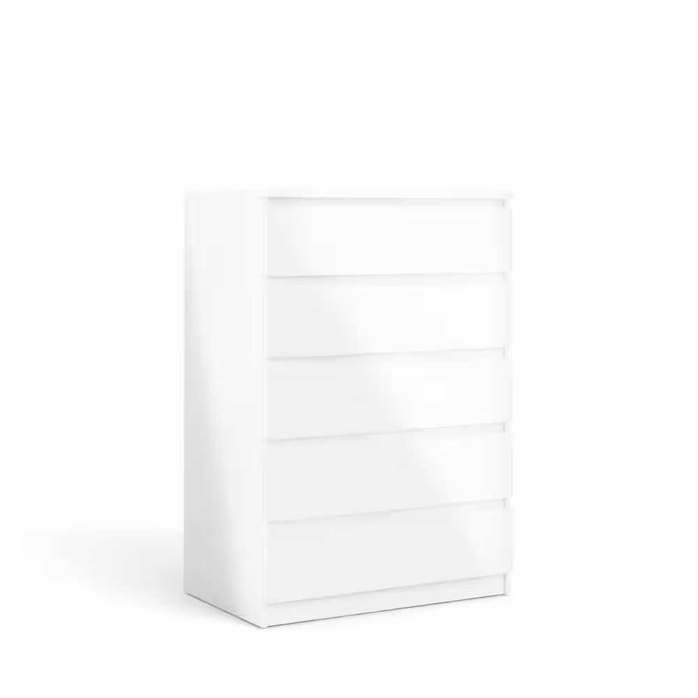 Tvilum Scottsdale 5-Drawer White High Gloss Chest of Drawers 43.82 in. H x 30.31 in. W x 19.69 in. D