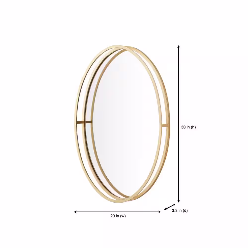 StyleWell Medium Oval Gold Metal Classic Accent Mirror with Deep-Set Frame (30 in. H x 20 in. W)