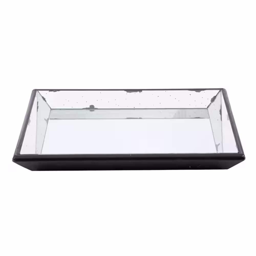 A & B Home 24 in. H x 24 in. W Clear Glass Roberto Tray