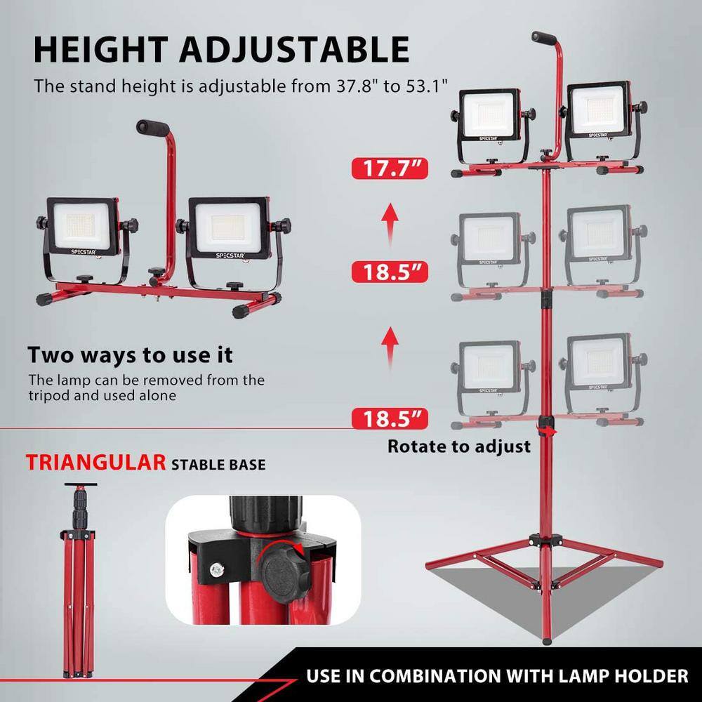 VIVOHOME Dual Head 104-Watt 10000 Lumens LED Work Lights with Adjustable Tripod Stand, 5000K Daylight White