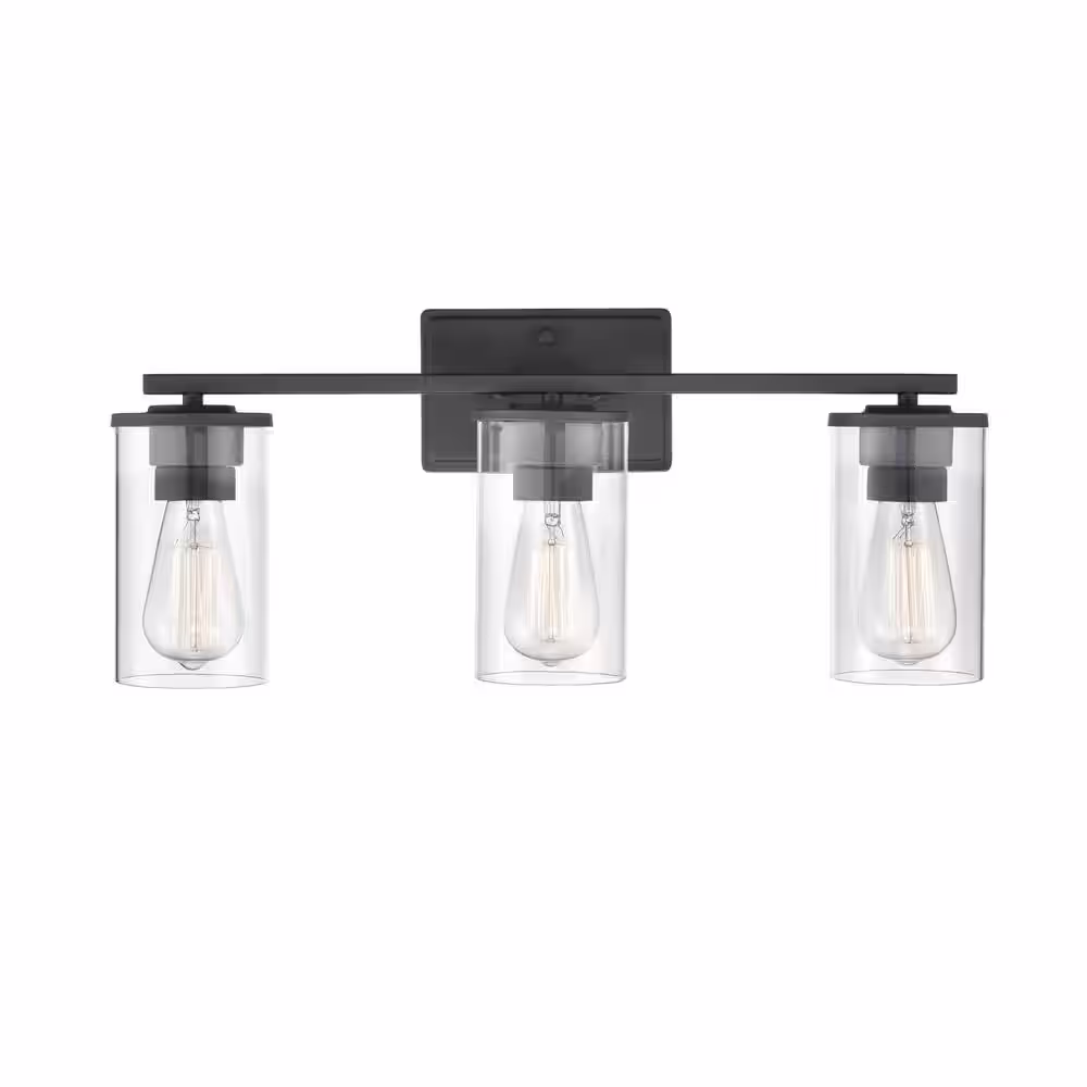 Millennium Lighting Verlana 22 in. 3-Light Matte Black Bathroom Vanity Light with Clear Glass Shade