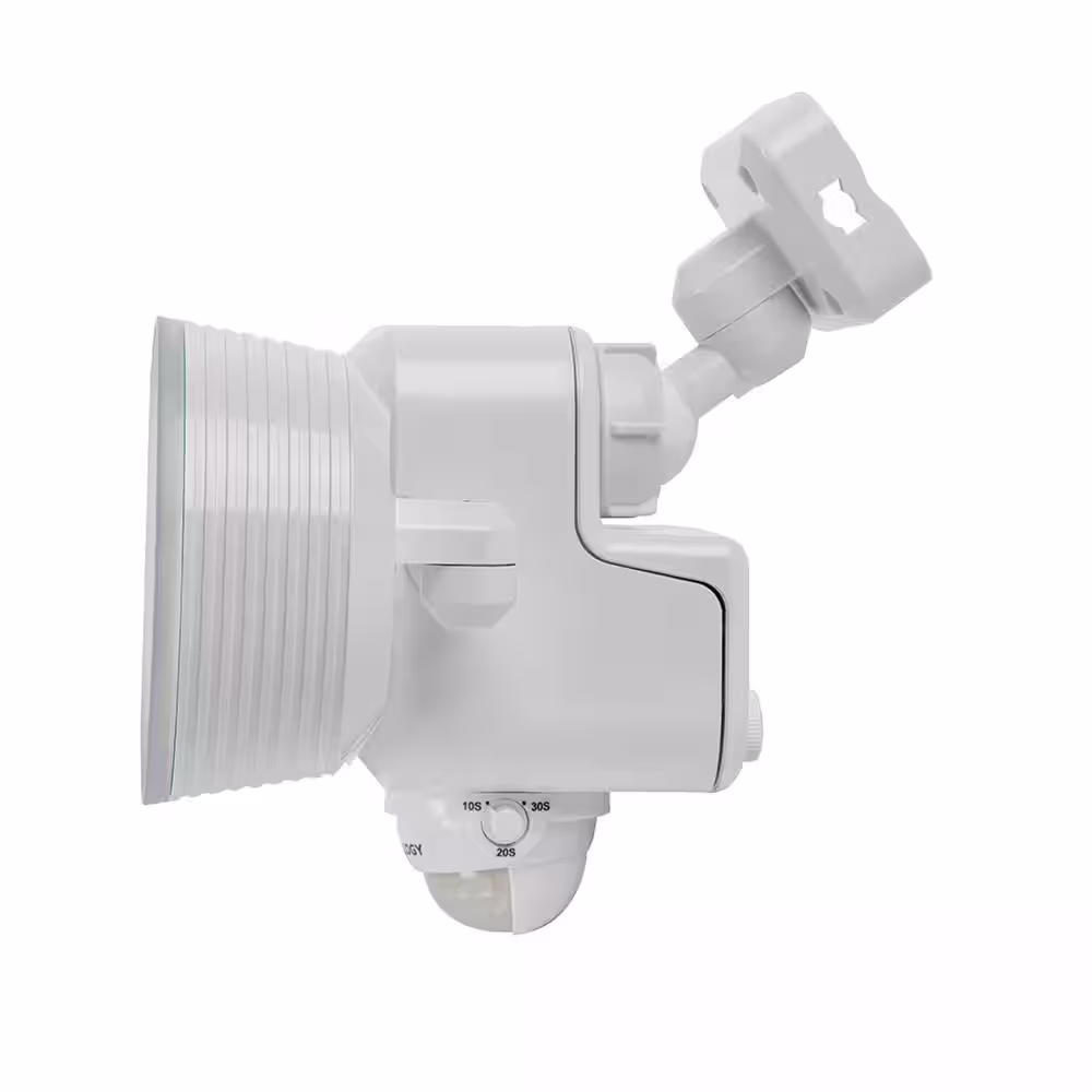 LUMENOLOGY 1000 Lumens Outdoor Battery-Powered Dual LED Motion Sensing IP44 Flood and Security Light, White