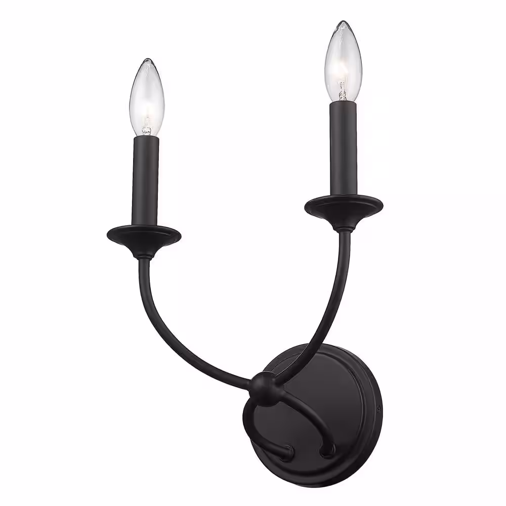 None Arabella 2-Light Matte Black Wall Sconce