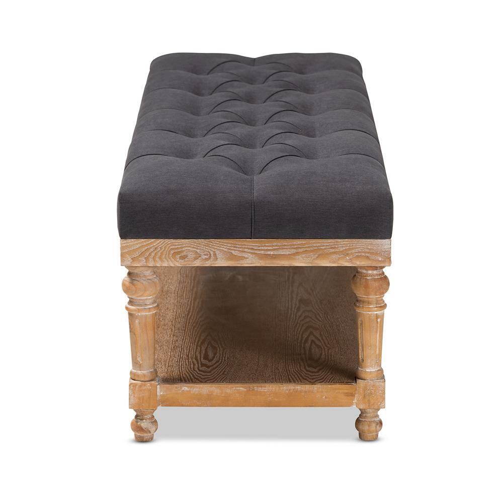 Baxton Studio Linda Charcoal and Greywashed Storage Bench