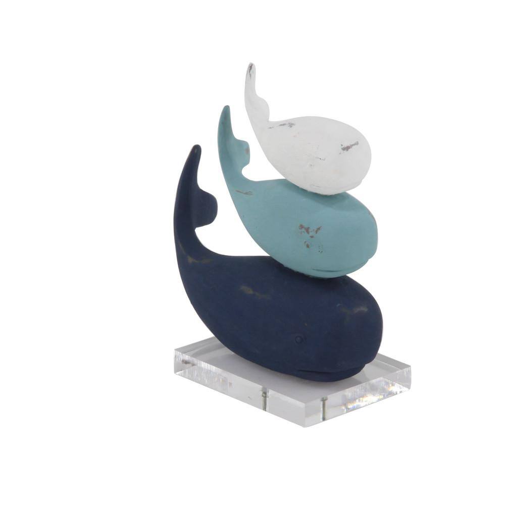 Litton Lane Multi Colored Polystone Whale Sculpture with Acrylic Base