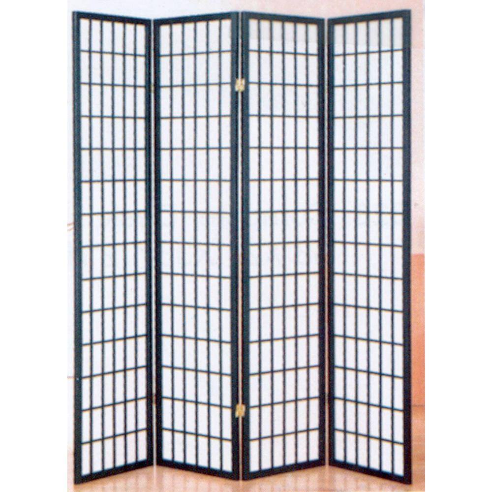 ORE International Black 4-Panel Room Divider