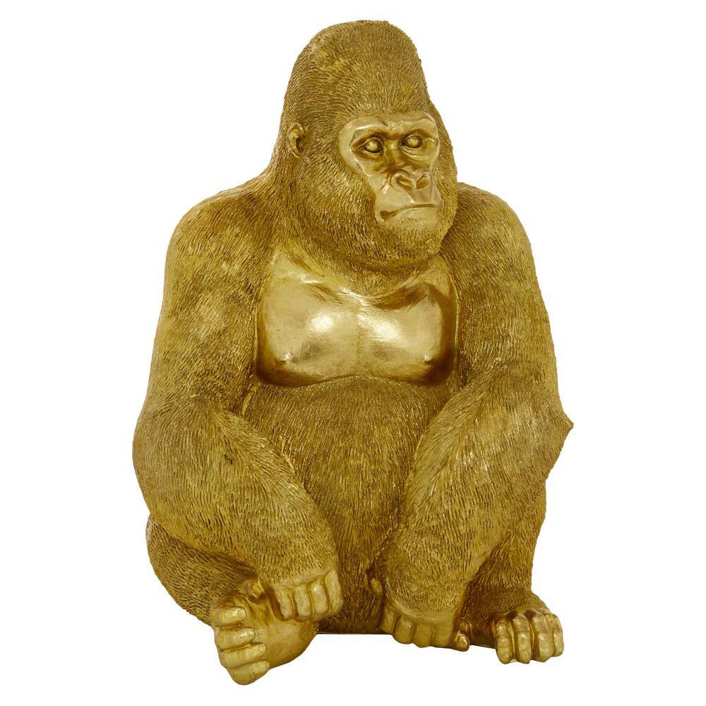 Litton Lane Gold Polystone Gorilla Sculpture