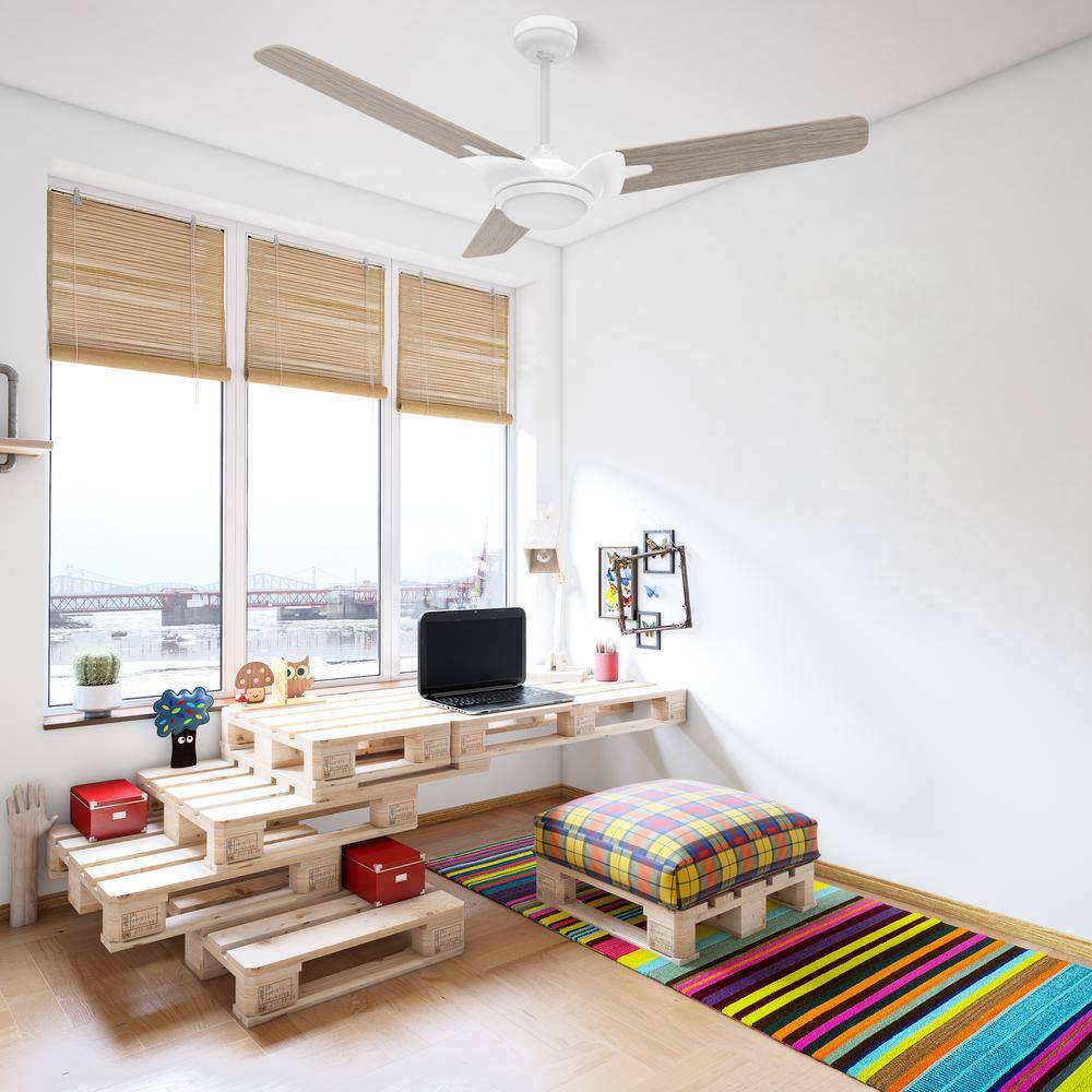 CARRO Alden 56 in. Dimmable LED Indoor/Outdoor White Smart Ceiling Fan with Light and Remote, Works with Alexa/Google Home