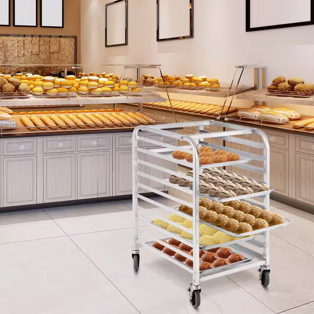 ANGELES HOME Aluminum 10 Sheet Bun and Sheet Pan Rack with Rolling Casters