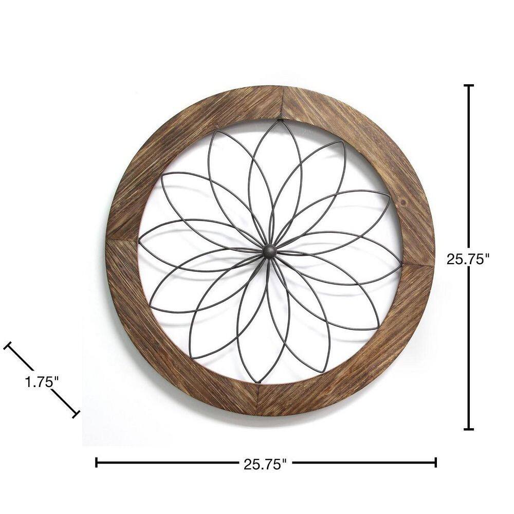 HomeRoots Black Metal & Wood Framed Wall Art