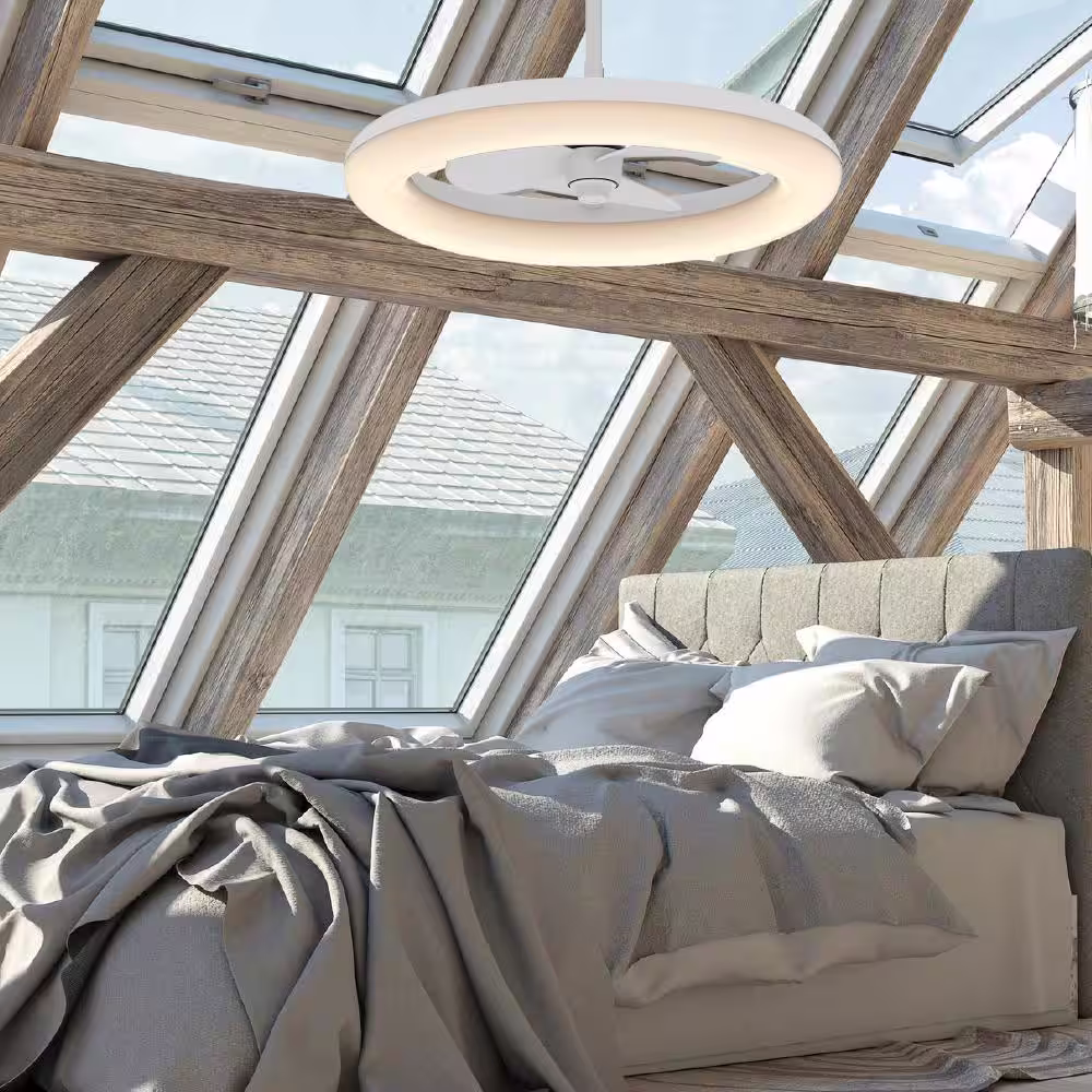 Altitude Helium 24 in. Integrated LED Indoor/Outdoor Matte White Ceiling Fan with Light Kit and Remote Control