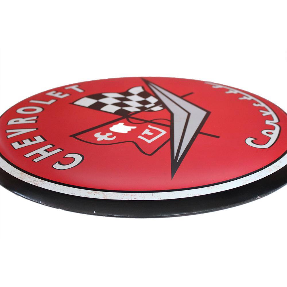 Open Road Brands 24 in. x 24 in. Chevrolet Corvette Hollow Curved Tin Button Sign