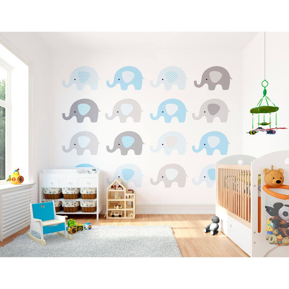 OhPopsi Baby Blue Elephant Wall Mural