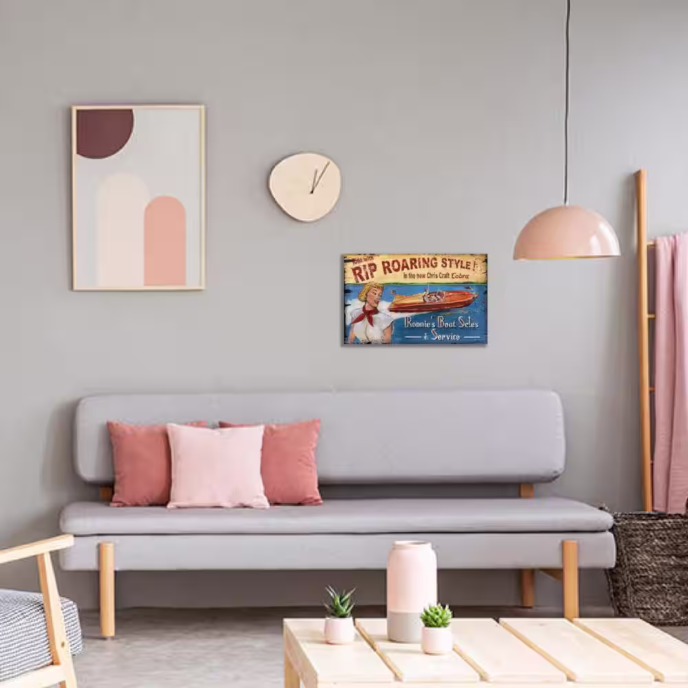 HomeRoots Charlie Vintage Style Boat Advertisement Wood Wall Art