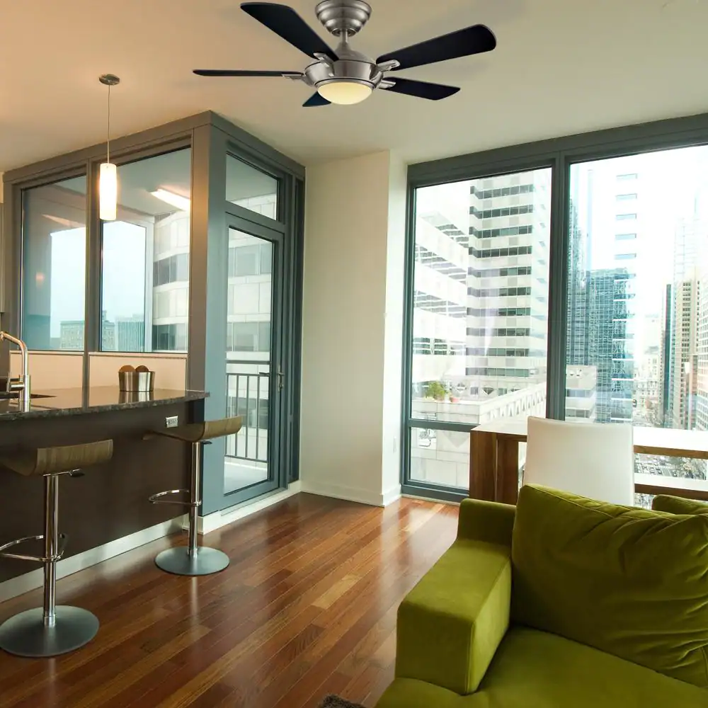 Hampton Bay Midili 44 in. Indoor LED Brushed Nickel Dry Rated Ceiling Fan with 5 Reversible Blades, Light Kit and Remote Control