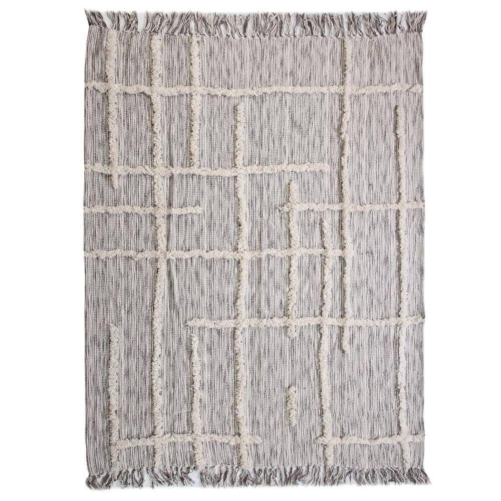 LR Home Linework 50 in. x 60 in. Gray/Natural Decorative Throw Blanket