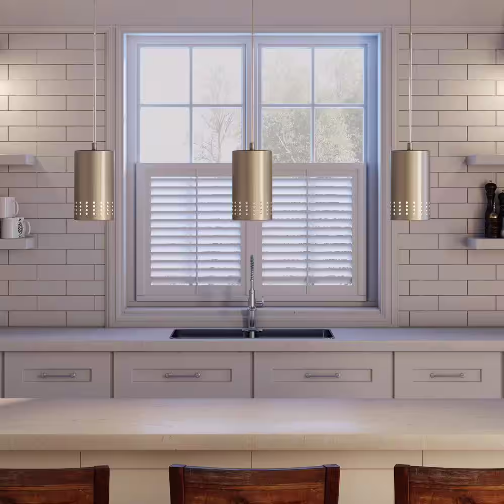 Westinghouse 1-Light Brushed Nickel Adjustable Mini Pendant with Perforated Metal Cylinder Shade