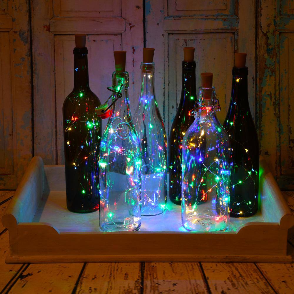 LUMABASE 19 in. 10 Light LED Multi-Color Wine Cork with Battery Operated Submersible Mini String Lights (6-Pack)