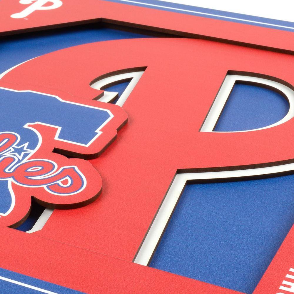 None MLB Philadelphia Phillies 3D Logo Series Wall Art - 12x12