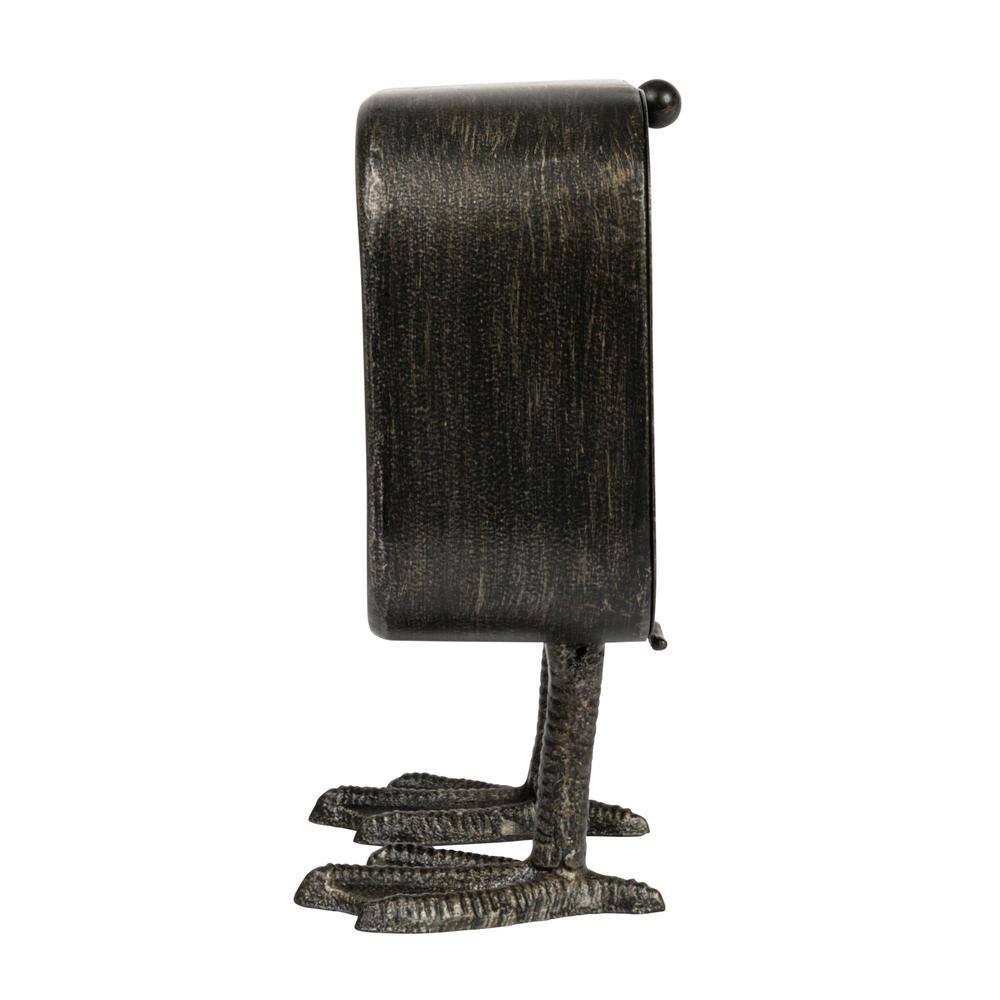 Storied Home Gunmetal Black Analog Metal Table Clock with Duck Feet