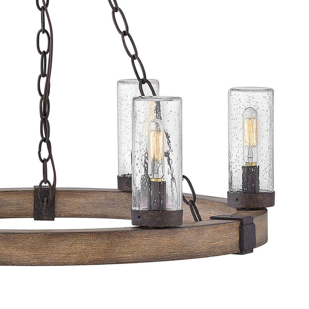 HINKLEY Sawyer Medium 6-Light Sequoia Brown Outdoor Hanging Chandelier