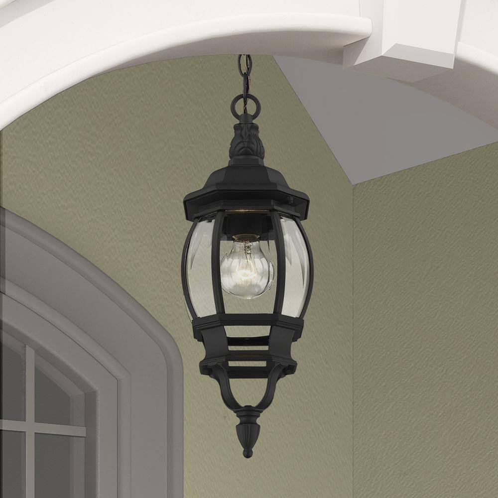Livex Lighting Frontenac 1 Light Textured Black Outdoor Pendant Lantern