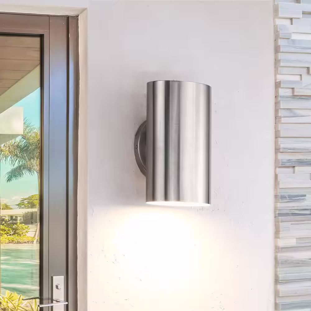 TRUE FINE Linton 10 in. Stainless Steel Modern LED Outdoor Wall Sconce Light