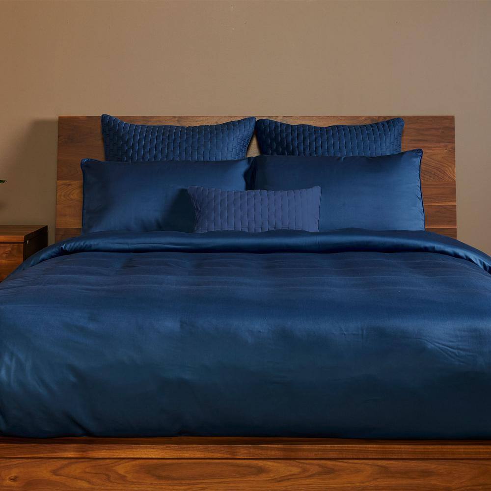 None Luxury 100% Viscose from Bamboo Quilted Decorative Pillow - Indigo