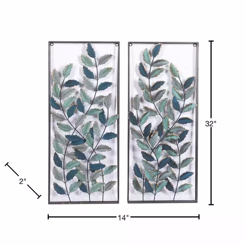 Litton Lane Metal Black Leaf Wall Decor (Set of 2)