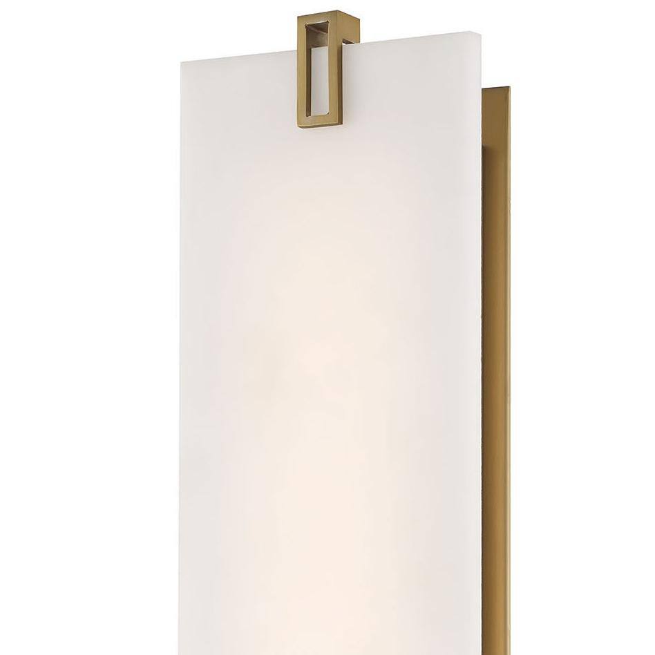 Minka Lavery Aizen 1-Light Brass Soft 20-Watt LED Wall Sconce with White Faux Alabaster Shade