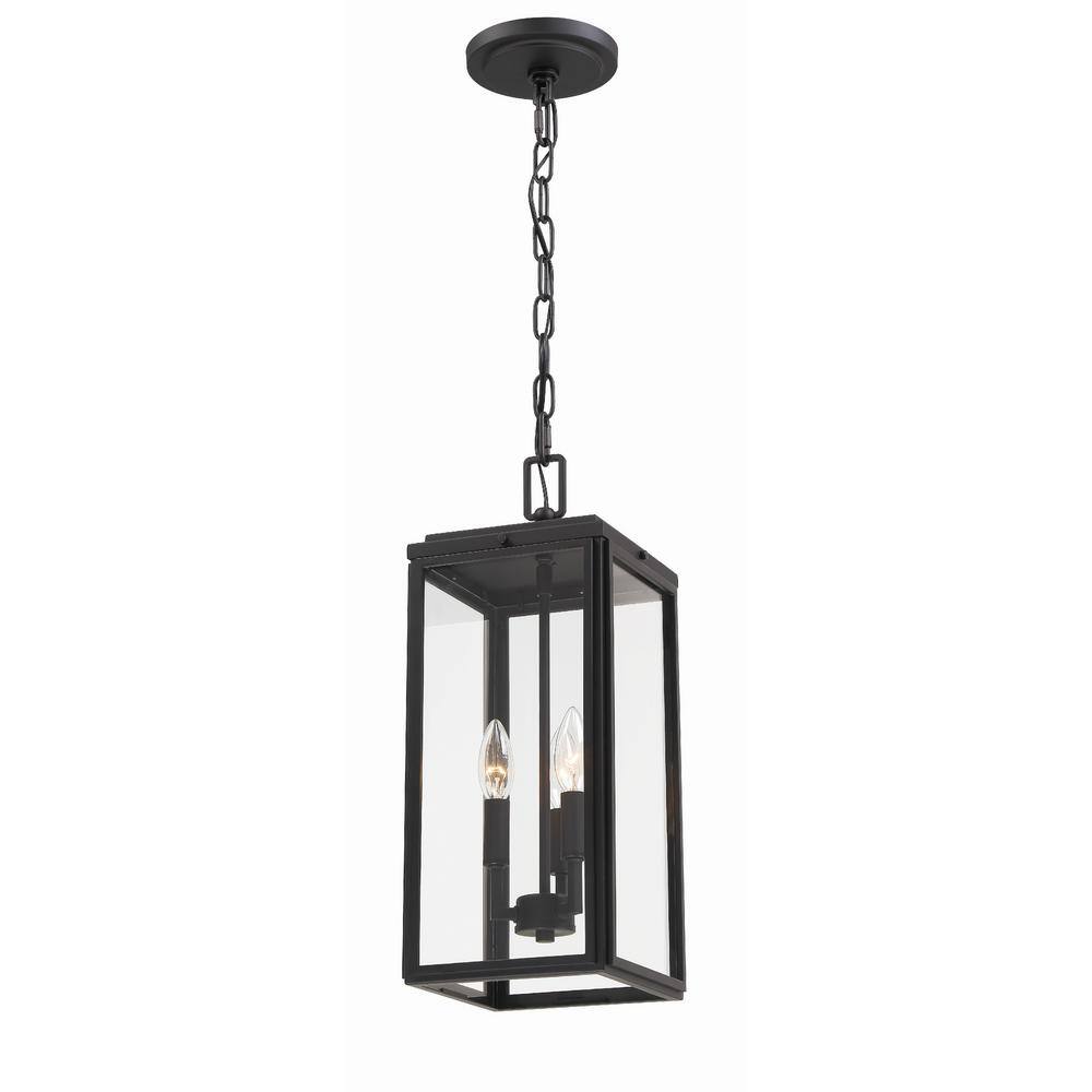 Crystorama Byron 3-Light Matte Black Outdoor Pendant
