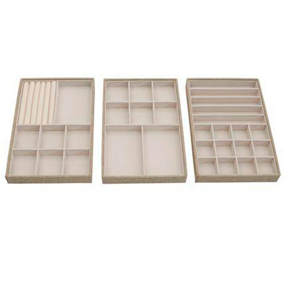 None Latte Decorative Jewelry Trays in Tan (Set of 3)