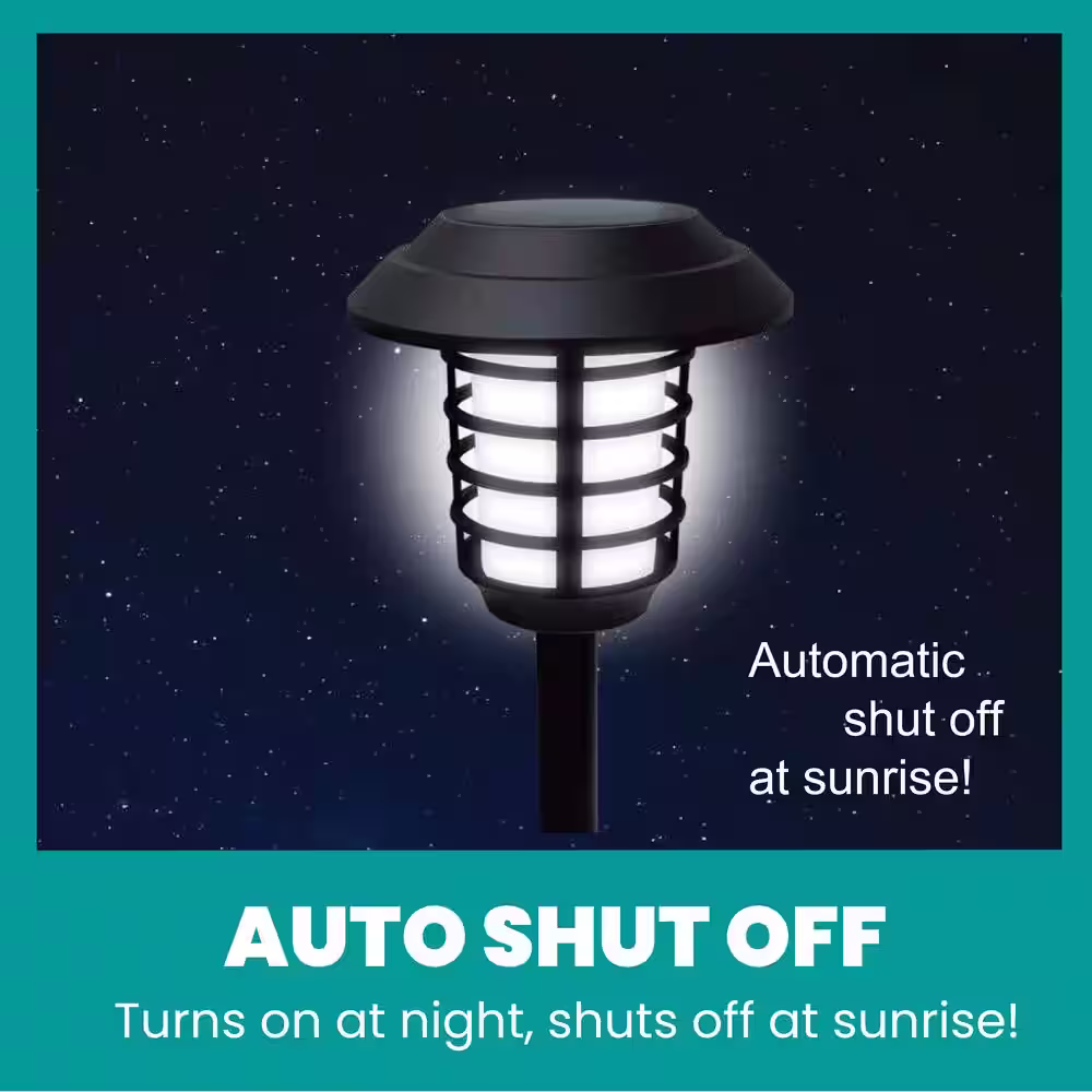 Bell + Howell Solar Powered Black Metal 2 Modes 21 Lumens LED Landscape Lighting Pathway Lights (Set of 4)