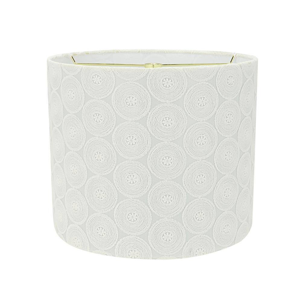Aspen Creative Corporation 12 in. x 10 in. White with Circled Floral Design Drum/Cylinder Lamp Shade