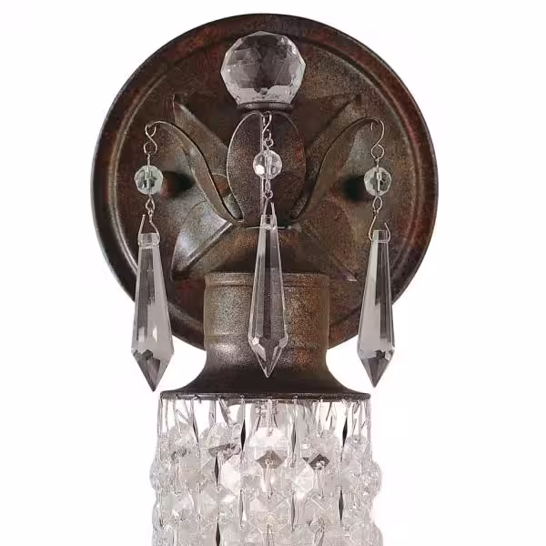 Generation Lighting Maison De Ville 5 in. W x 14 in. H 1-Light British Bronze French Country Sconce with Crystal and Bead Accents