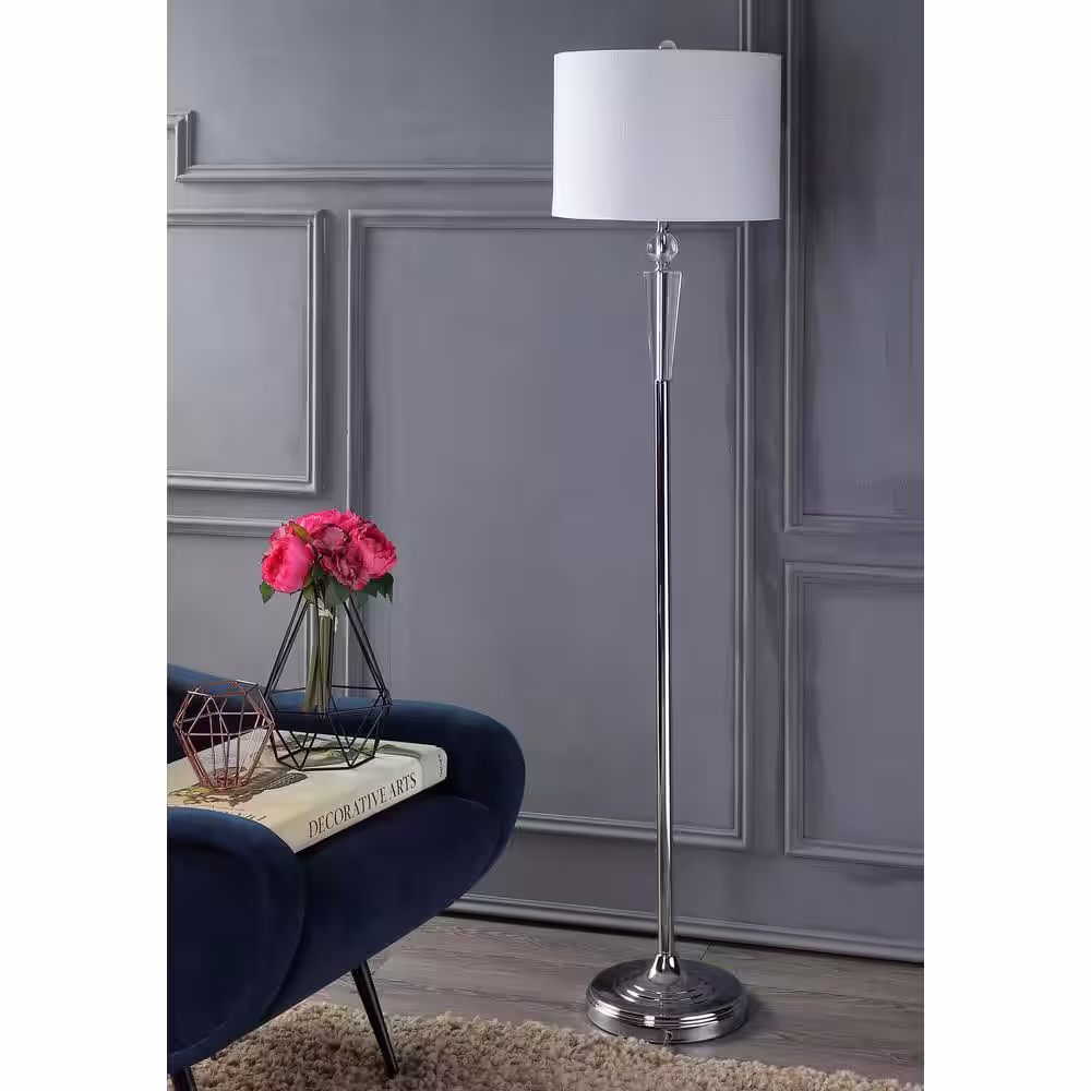 JONATHAN Y Reese 59.5 in. Clear/Chrome Crystal Floor Lamp