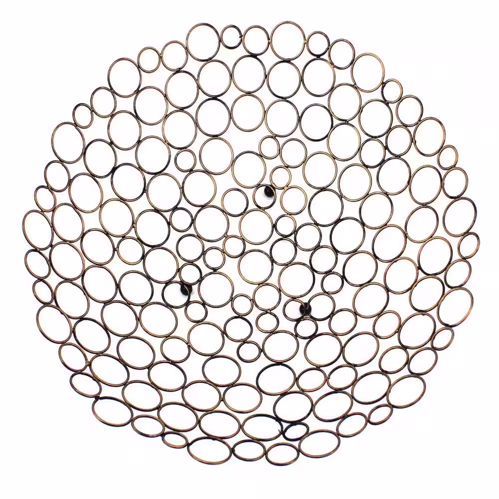 Benjara Gold and Black Decorative Metal Tray with Mesh Design and Ball Support