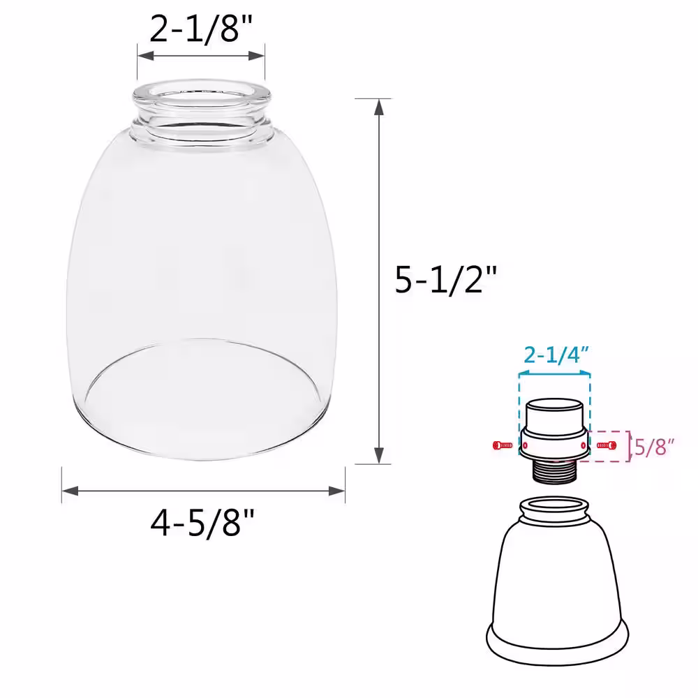 Aspen Creative Corporation 5-1/2 in. Clear Ceiling Fan Replacement Glass Shade (4-Pack)