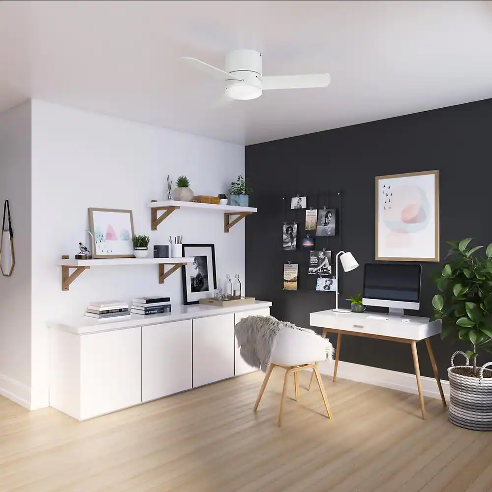 Hunter Minimus 44 in. Low Profile Integrated LED Indoor Fresh White Ceiling Fan with Light Kit and Remote