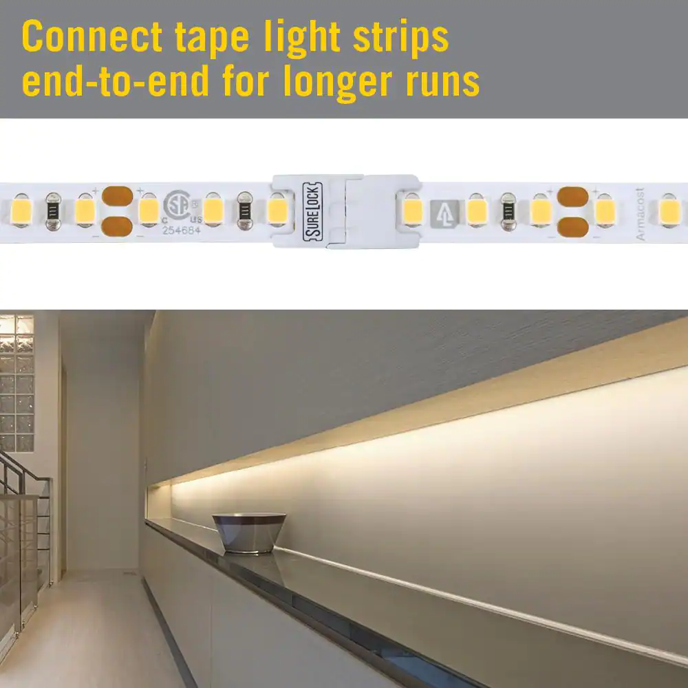 Armacost Lighting SureLock White LED Tape Light Splice Connector Cord (5-Pack)